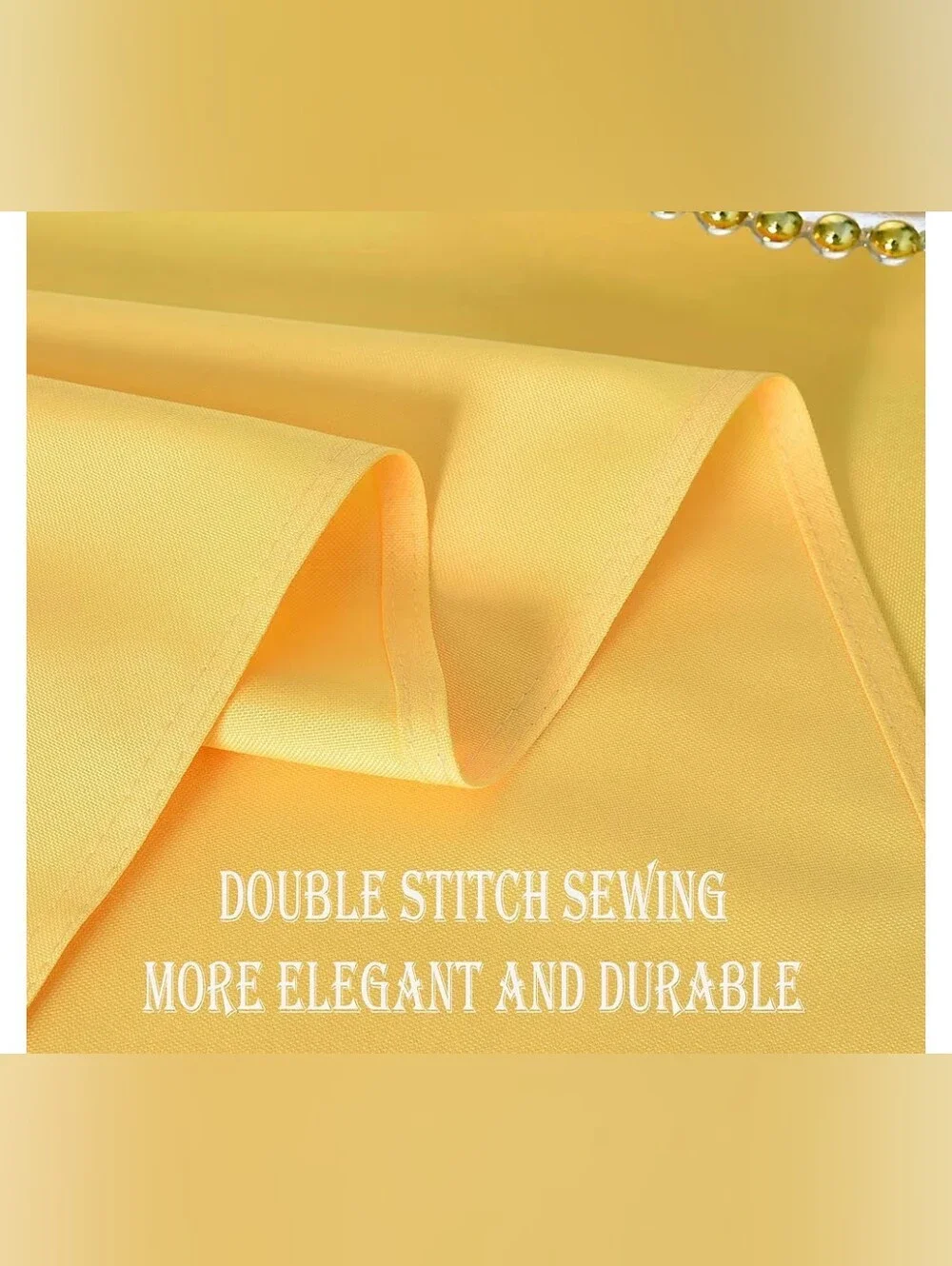 Elegant Waterproof Polyester Solid Yellow Dining Tablecloth 60 X 102